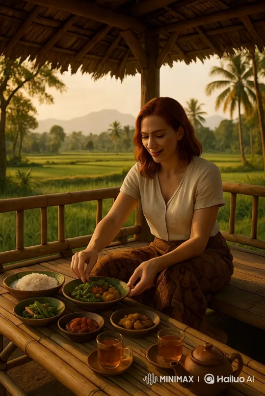 Traditional Village Life: Woman Prepares Food in Golden Hour – AI Generated Video | Hailuo AI
