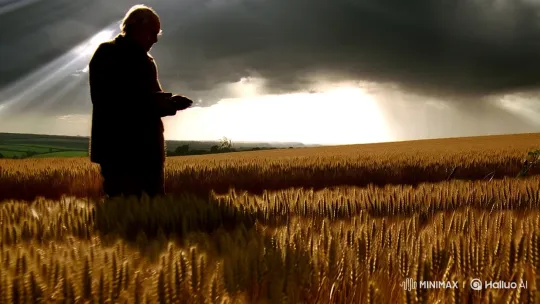 Farmer's Resilience in Dramatic Landscape – AI Generated Video | Hailuo AI