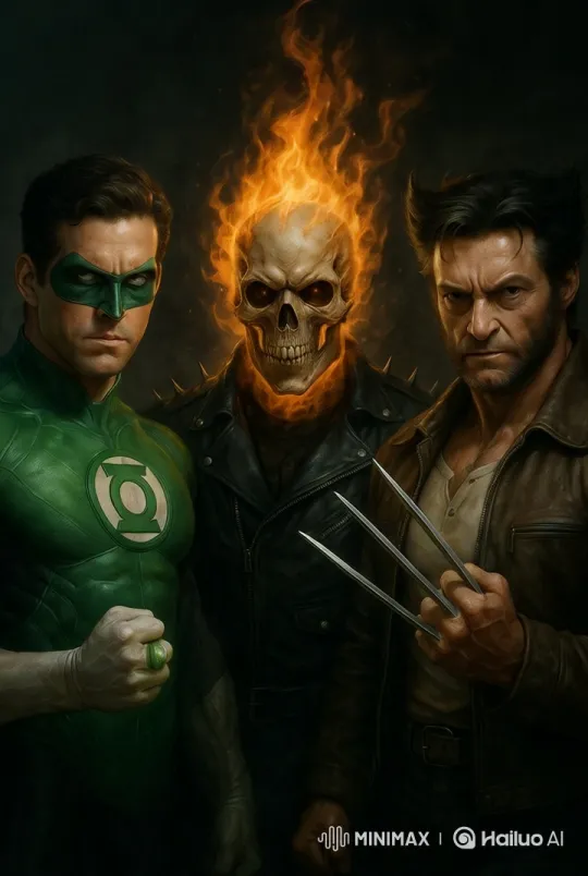 Three Superheroes Stand in Dark, Dramatic Scene – AI Generated Video | Hailuo AI