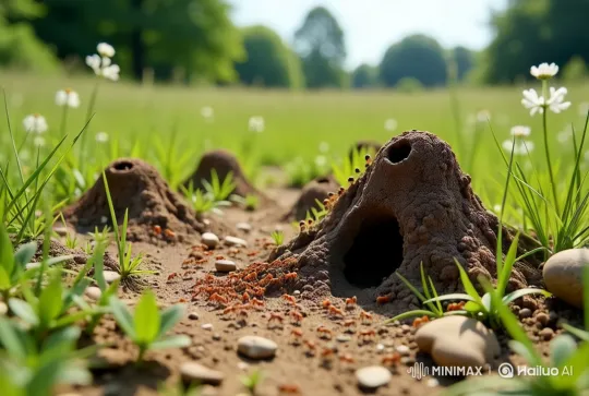 Ant Colony and Lush Environment Tracking Shot – AI Generated Video | Hailuo AI