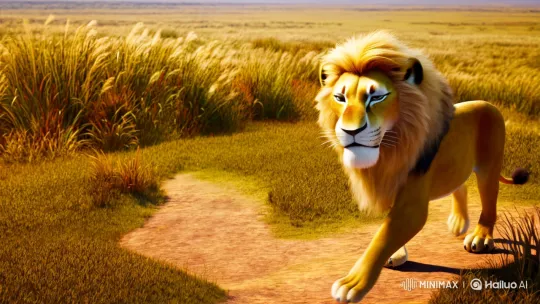 Golden Lioness and Wise Tortoise in Savannah Race – AI Generated Video | Hailuo AI