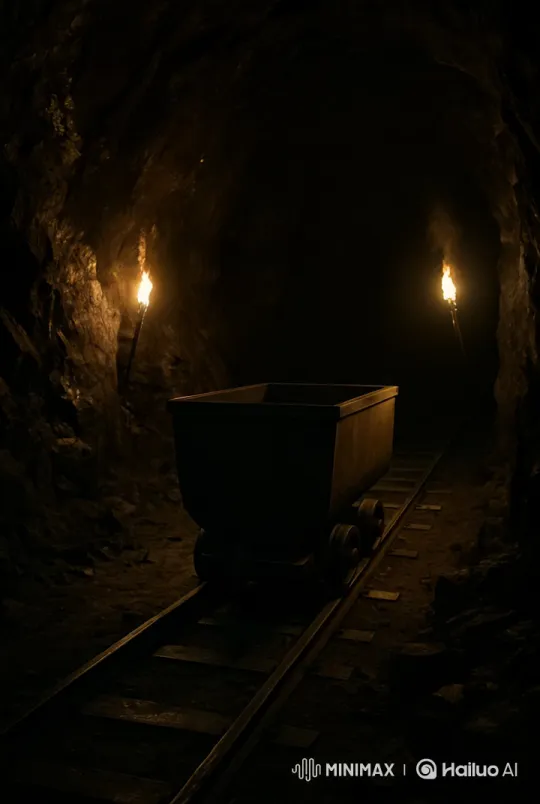 Mysterious Wooden Wagon in Torch-Lit Cave – AI Generated Video | Hailuo AI
