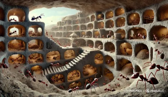 Underground Ant Colony: A Study in Complexity and Beauty – AI Generated Video | Hailuo AI