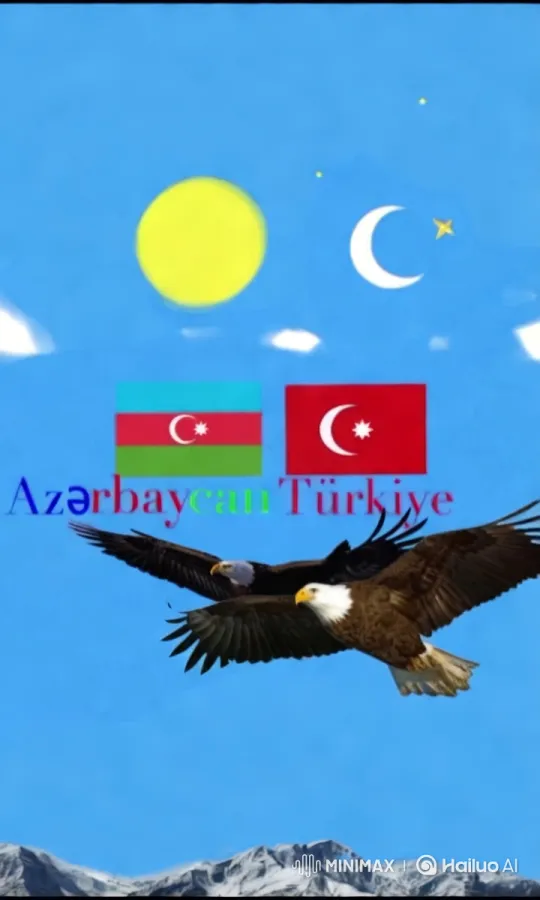 Azerbaijan and Turkey Unity Symbolized by Flags and Eagles – AI Generated Video | Hailuo AI