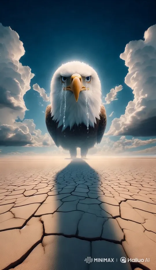 Eagle in Tears Over Desert Landscape – AI Generated Video | Hailuo AI