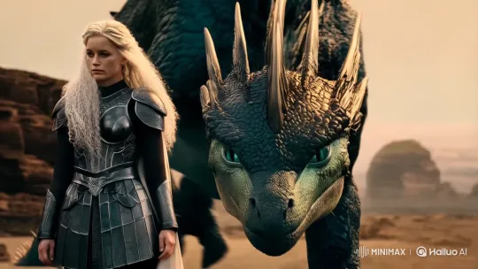 Woman Bonds with Loyal Dragon in Medieval Setting – AI Generated Video | Hailuo AI