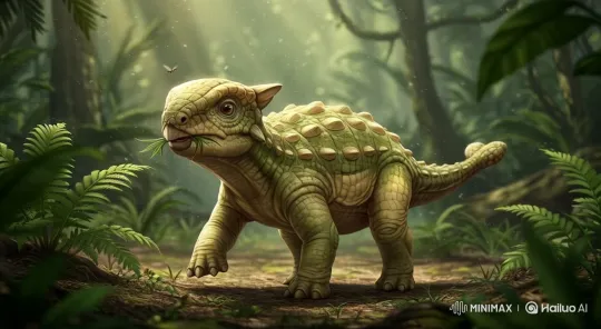 Baby Ankylosaurus Joyfully Explores Prehistoric Jungle – AI Generated Video | Hailuo AI
