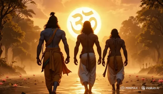 Spiritual Walk Towards the Glowing Sun with Om Symbol – AI Generated Video | Hailuo AI