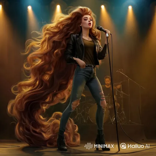 Rock Star Showcases Powerful Stage Presence with Dynamic Hair – AI Generated Video | Hailuo AI