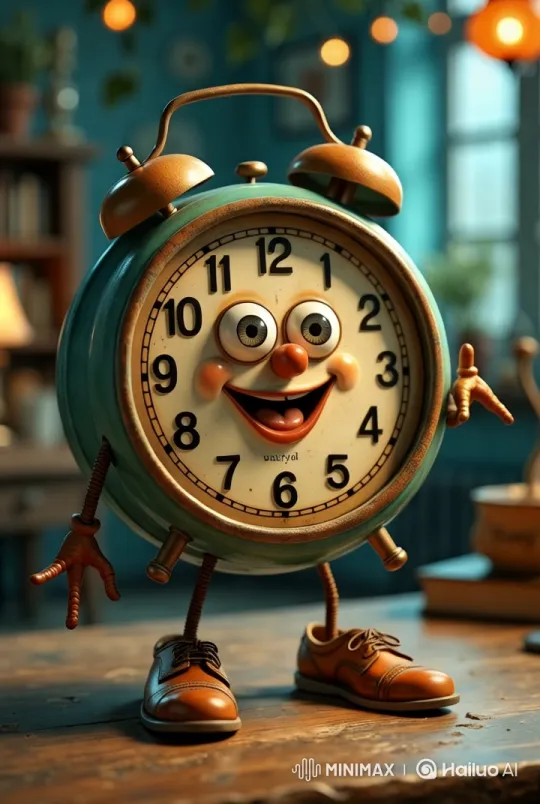 Animated Alarm Clock in a Cozy, Whimsical Room – AI Generated Video | Hailuo AI
