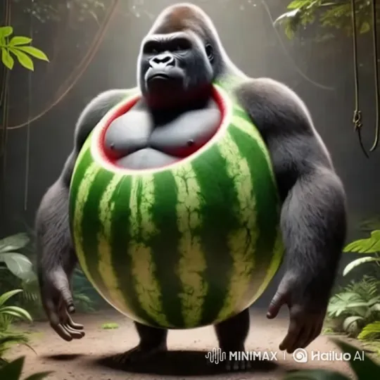 Gorilla in Watermelon Suit Fights Zombies in Jungle – AI Generated Video | Hailuo AI