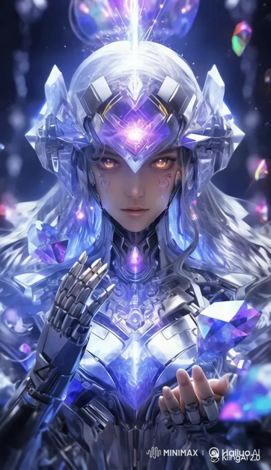 Seraphine-7: Futuristic Oracle in Ethereal Techno-Mystical Scene – AI Generated Video | Hailuo AI