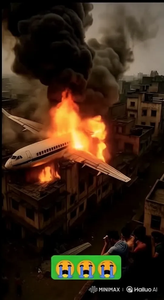 Dramatic Live2D Animation of Urban Airplane Crash and Fire – AI Generated Video | Hailuo AI