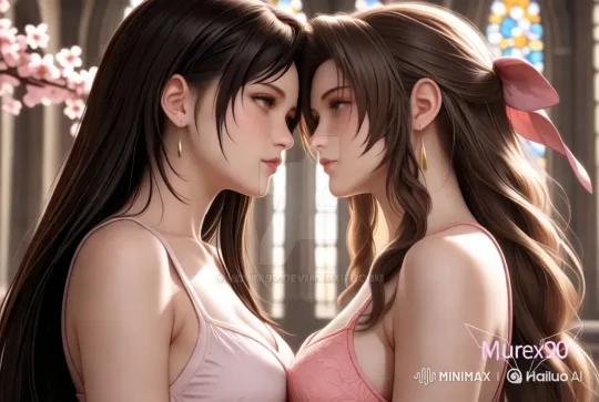 Women Embrace and Kiss in Serene, Aesthetic Setting – AI Generated Video | Hailuo AI