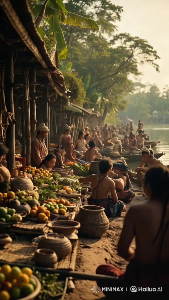 Vibrant River Market Scene Captured in Hyper-Realistic UHD – AI Generated Video | Hailuo AI