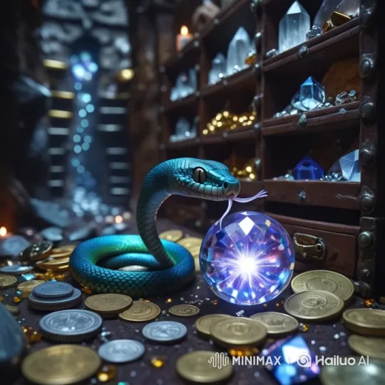 Mystical Snake Guarding Treasure in Enchanting Cave – AI Generated Video | Hailuo AI