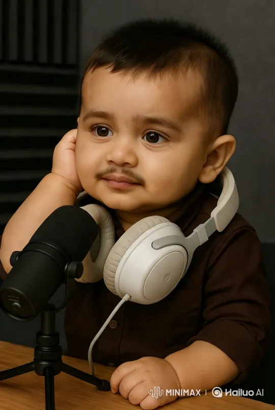 Baby in Professional Podcast Studio - Cute Contrast – AI Generated Video | Hailuo AI