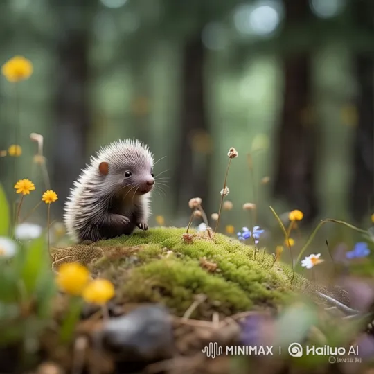 Tranquil Forest Scene with Curious Hedgehog – AI Generated Video | Hailuo AI