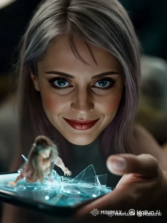Doll Emerges from Shattered Smartphone Screen – AI Generated Video | Hailuo AI
