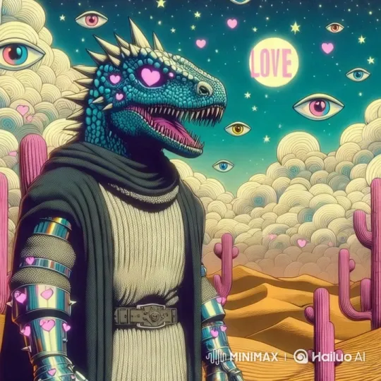 Surreal Medieval Creature in Psychedelic Desert Landscape – AI Generated Video | Hailuo AI