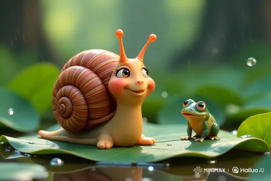 Animated Snail and Frog Share Joyful Moment – AI Generated Video | Hailuo AI