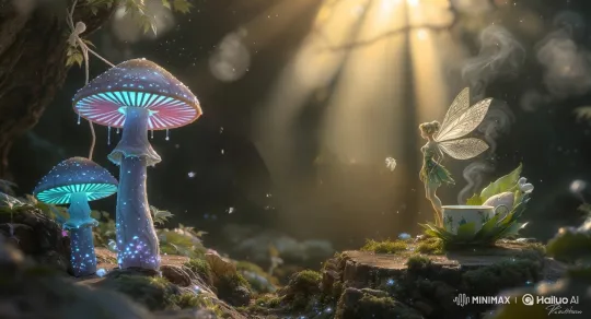 Mystical Forest: Fairy With Teacup Amidst Enchanted Glade – AI Generated Video | Hailuo AI
