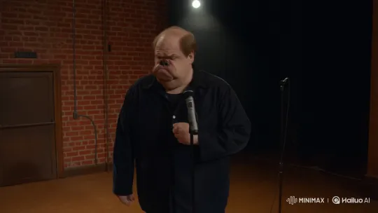 Bulldog-Like Comedian Delivers Punchline on Stage – AI Generated Video | Hailuo AI