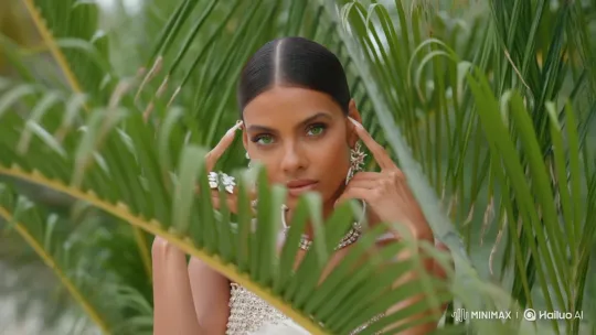 Instagram Model Showcases Glamour in Tropical Setting – AI Generated Video | Hailuo AI