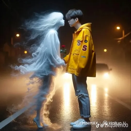 Intimate Encounter: Man and Ethereal Woman Share a Moment – AI Generated Video | Hailuo AI