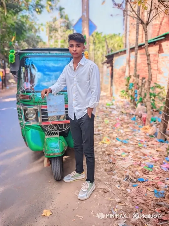 Young Man on Dusty Road with Rickshaw – AI Generated Video | Hailuo AI