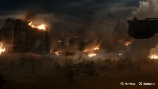 Futuristic Night Battle: Robots vs. Military with Giant Kaiju – AI Generated Video | Hailuo AI