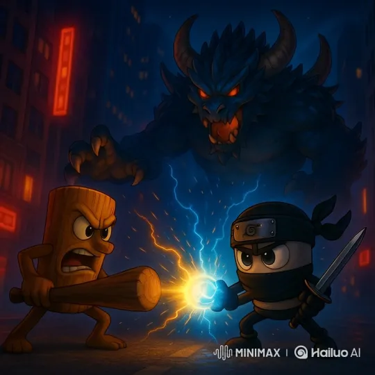 Heroic Warrior and Ninja Defeat Monster with Combined Power – AI Generated Video | Hailuo AI