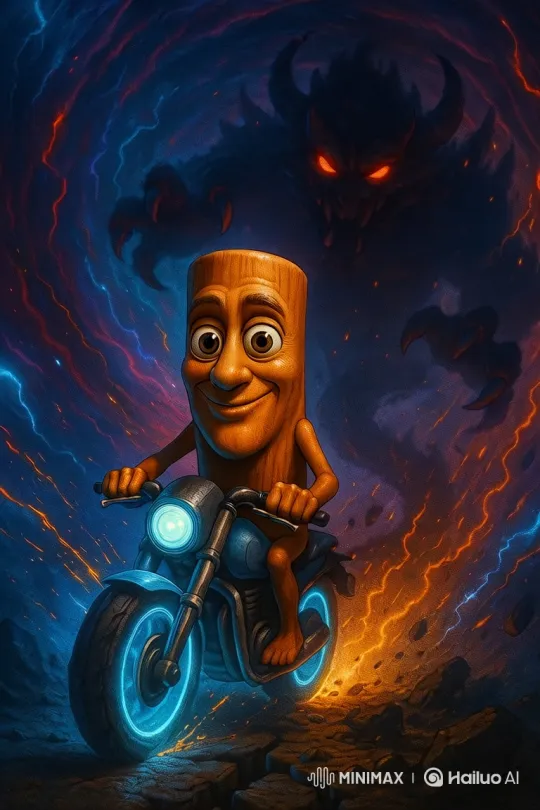 Anthropomorphic Rider Fends Off Cosmic Beast in Vortex Chase – AI Generated Video | Hailuo AI