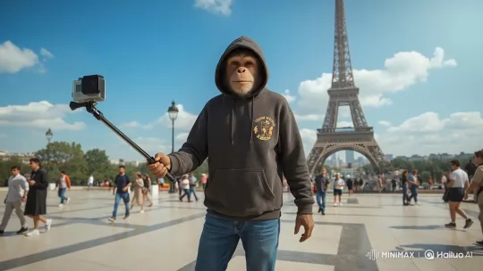 Parisian Vlog: A Monkey Explains the Eiffel Tower – AI Generated Video | Hailuo AI