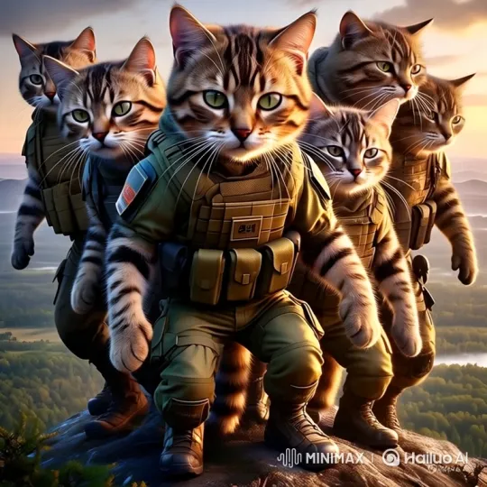 Anthropomorphic Cats in Military Gear on a Dawn Patrol – AI Generated Video | Hailuo AI