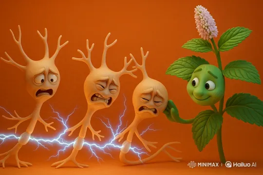 Nerve Cells Calmed by Mint Plant's Comfort – AI Generated Video | Hailuo AI