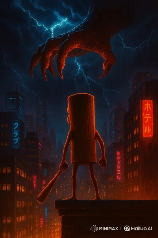 Dramatic rooftop showdown with descending demonic hand. – AI Generated Video | Hailuo AI