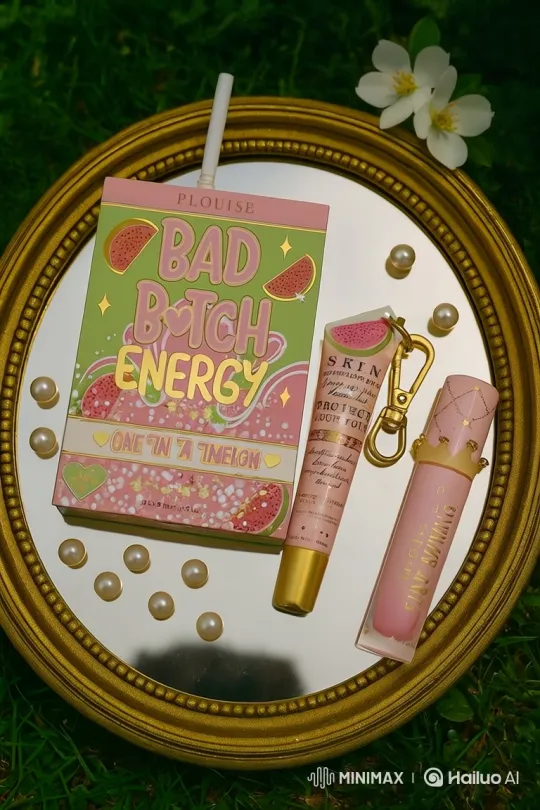 Stylized Makeup Display with Watermelon Theme – AI Generated Video | Hailuo AI