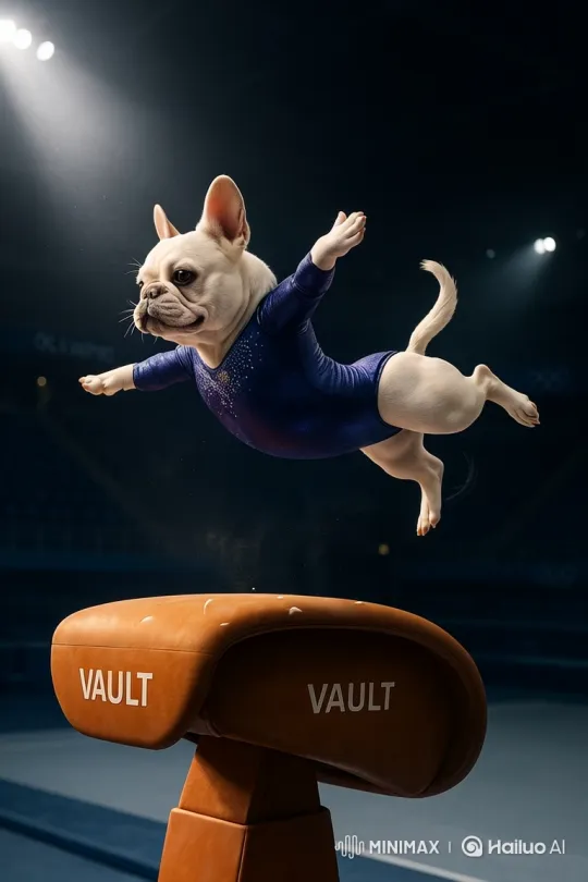 French Bulldog Gymnast: A Photorealistic Animation – AI Generated Video | Hailuo AI