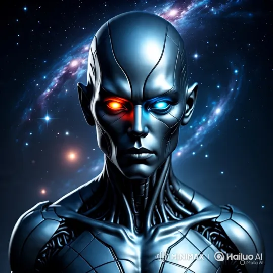 Androgynous Android in Cosmic Dance of Deep Space – AI Generated Video | Hailuo AI