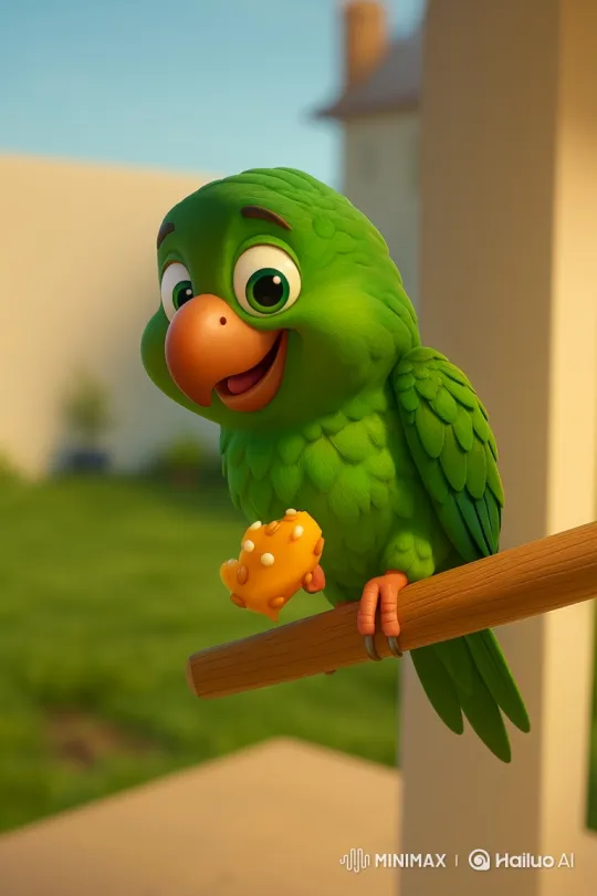 Green Parrot Enjoying a Star-Shaped Cookie – AI Generated Video | Hailuo AI