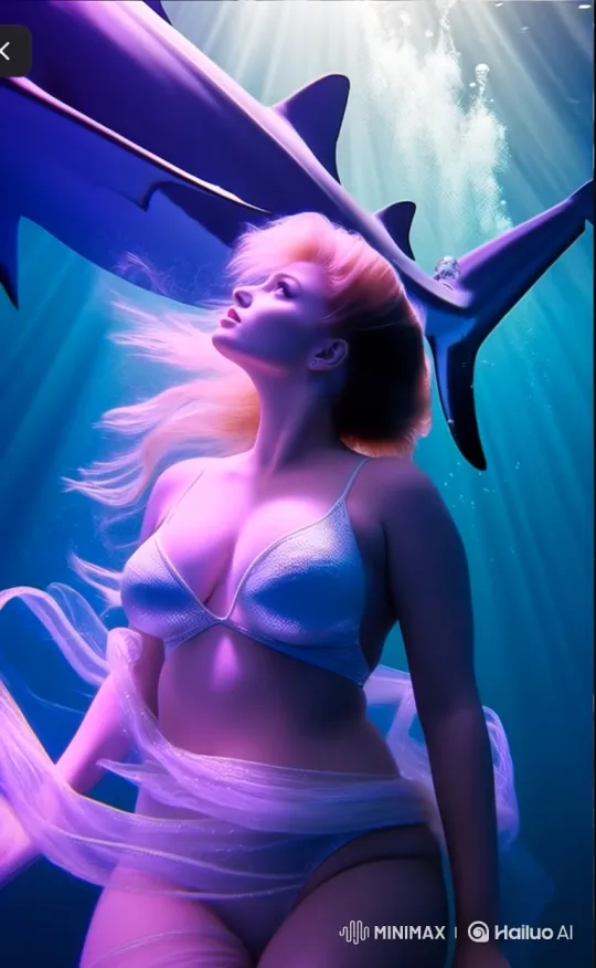 Mystical Underwater Journey with Glowing 'VS' Logo – AI Generated Video | Hailuo AI