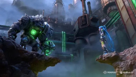 Warwick and Jinx Confrontation on Zaun's Cliff Edge – AI Generated Video | Hailuo AI