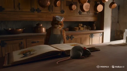 Cat Chef Prepares Mouse Recipe in Cozy Kitchen – AI Generated Video | Hailuo AI