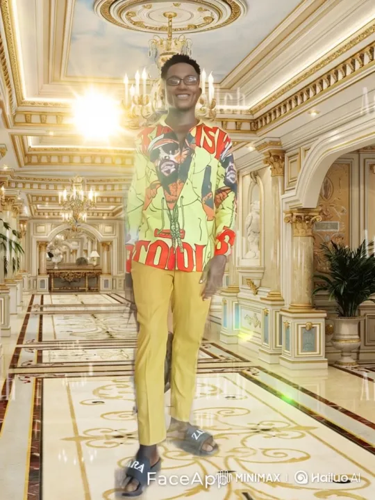 Young Man Ascends to Sky in Opulent Hall with Surprise – AI Generated Video | Hailuo AI