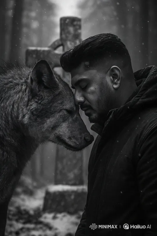 Man and Wolf Share Profound Moment in Enchanted Forest – AI Generated Video | Hailuo AI