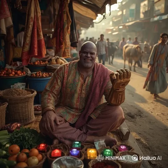 Mystical Vendor in a Bustling Street Market – AI Generated Video | Hailuo AI