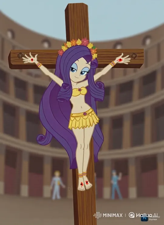 Female Figure on Cross: Life and Death in an Arena – AI Generated Video | Hailuo AI