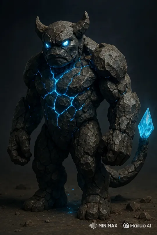 Stone Golem Awakens and Advances with Menacing Gaze – AI Generated Video | Hailuo AI