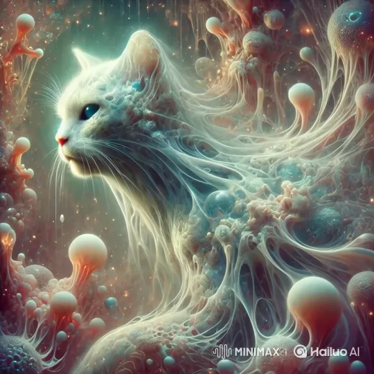 Luminous Cosmic Cat in Ethereal Space: A Mesmerizing Encounter – AI Generated Video | Hailuo AI